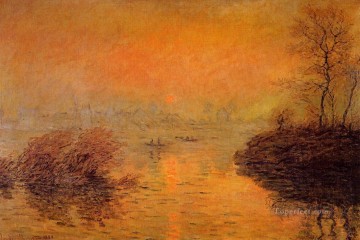 ラヴァクールのセーヌ川に沈む夕日 冬の効果 クロード・モネ Oil Paintings